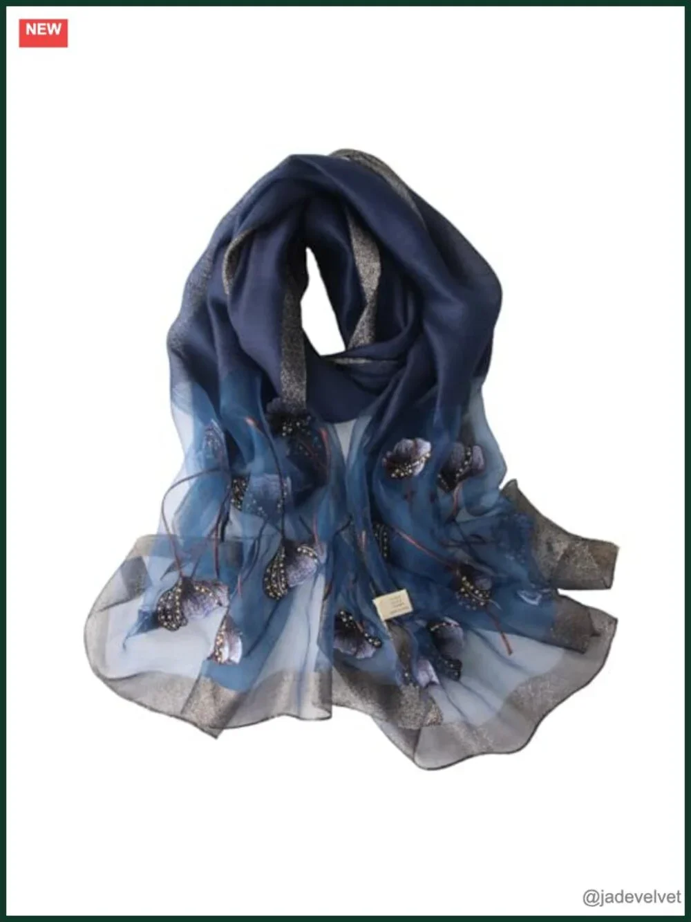 Elegant Floral Pashmina Shawl - Silk Cotton Blend Fashion Scarf Wrap